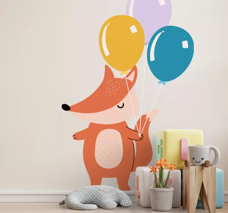 Autocolante Raposa nórdica com balões - TenStickers