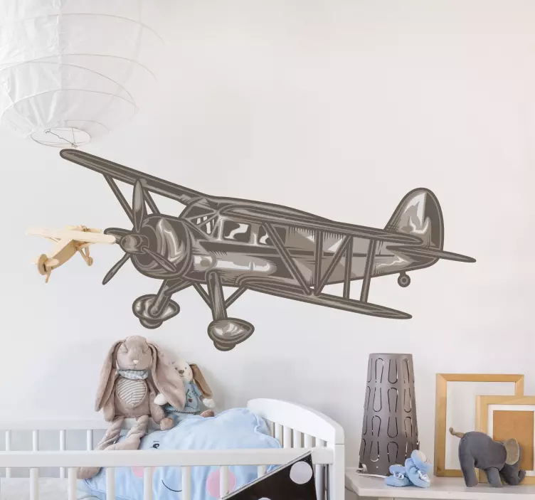 Autocolantes de ilustrações Velho avião biplano - TenStickers