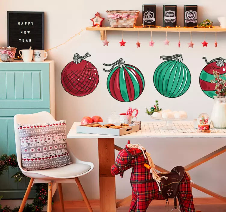 Autocolantes de Natal Conjunto de bola verde e vermelha de natal - TenStickers
