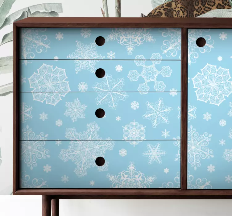 Autocolantes de Natal Flocos de neve brancos sobre fundo azul - TenStickers