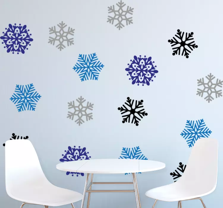 Autocolantes de Natal Flocos de neve cinza, azul e preto - TenStickers