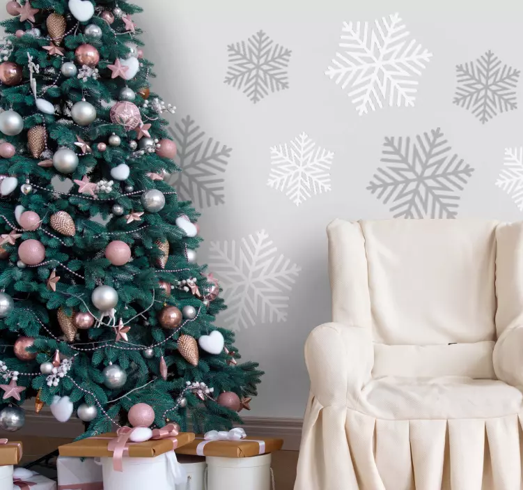 Autocolantes de Natal Pacote de flocos de neve cinza e branco - TenStickers