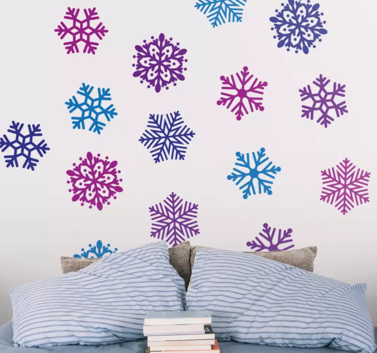 Autocolantes de Natal Pacote de flocos de neve roxo e azul - TenStickers