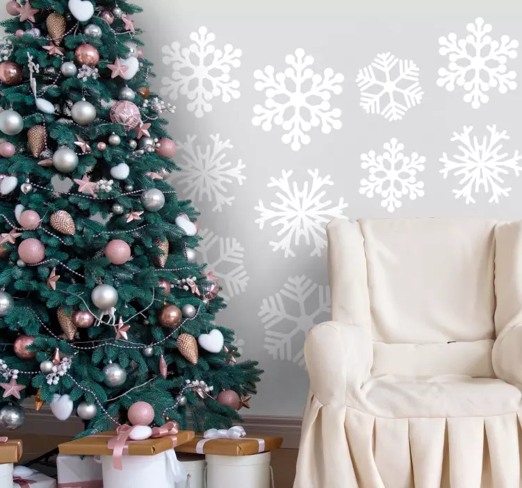 Autocolantes de Natal Pacote pequeno de flocos de neve monocromát - TenStickers