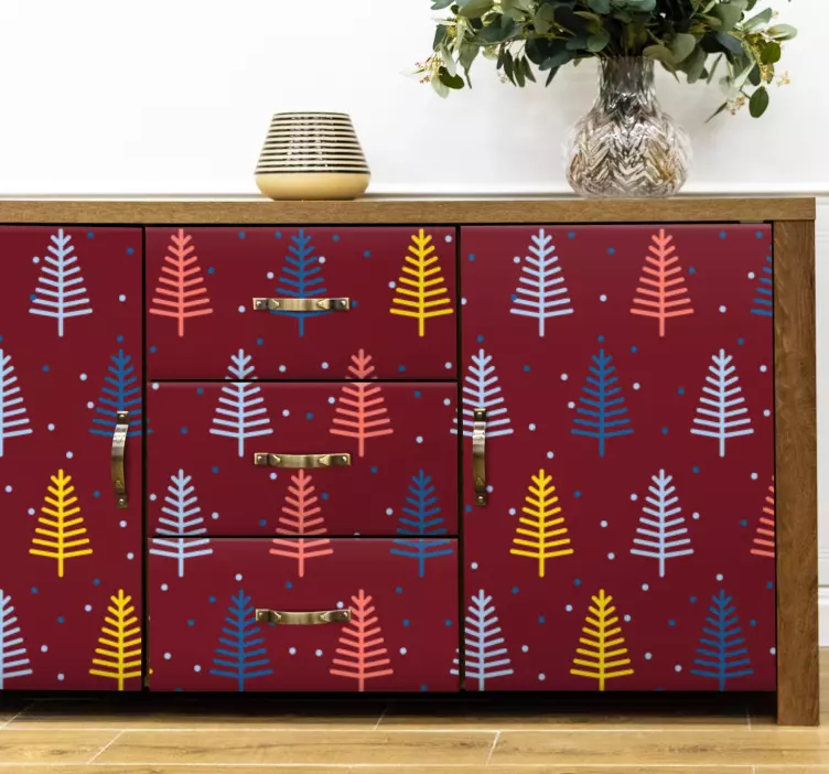 Autocolantes de Natal Padrão de árvores de natal desenhadas à mão - TenStickers