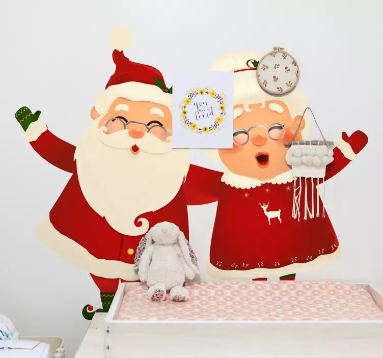 Autocolantes de Natal Papai noel com esposa - TenStickers