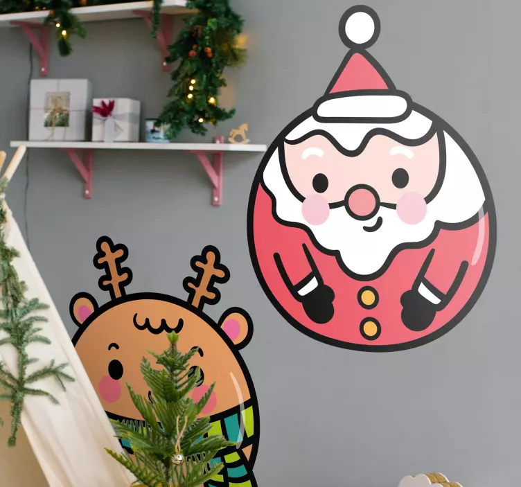 Autocolantes de Natal Papai noel original e rena - TenStickers