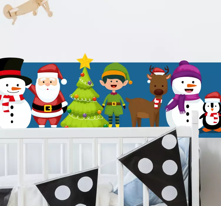 Autocolantes de Natal Pinguim papai noel e árvore - TenStickers