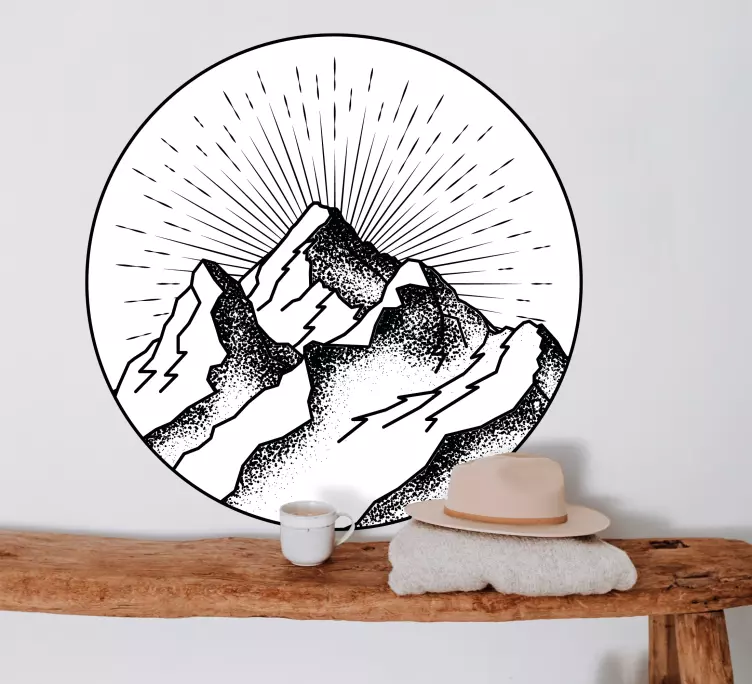Autocolantes de Natureza Desenho redondo desenhado montanha - TenStickers