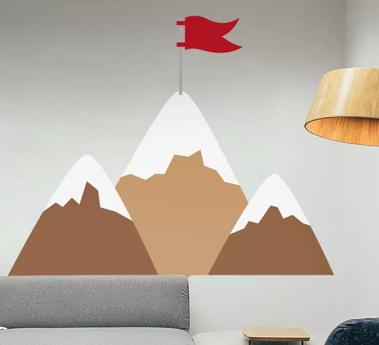 Autocolantes de Natureza Montanhas com bandeira vermelha - TenStickers