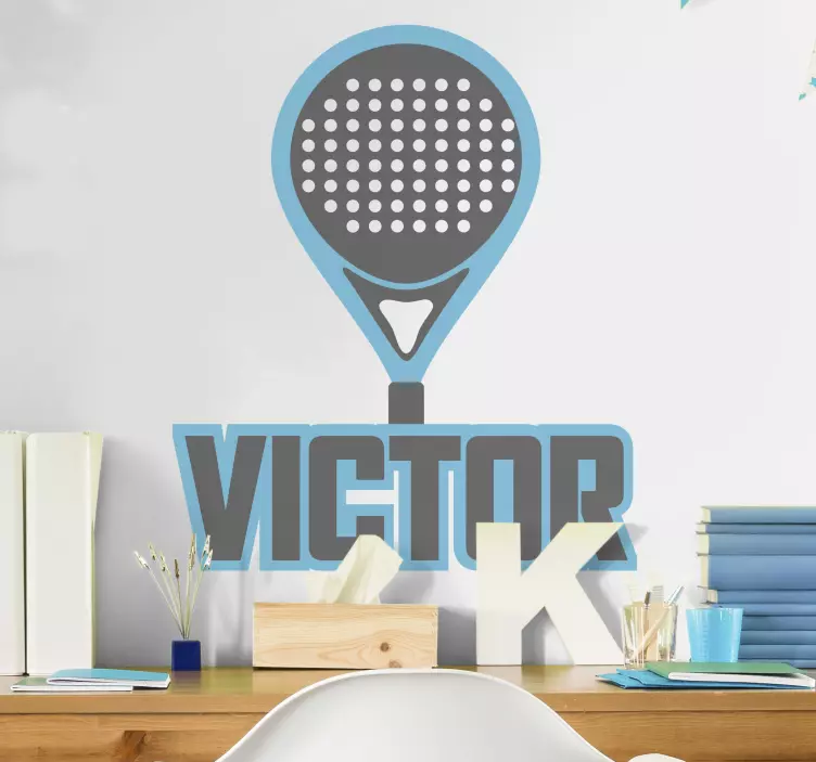 Autocolante Raquete de padel azul com nome - TenStickers