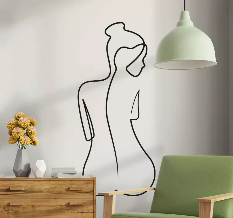 Autocolantes de pessoas Mulher elegante linha arte - TenStickers