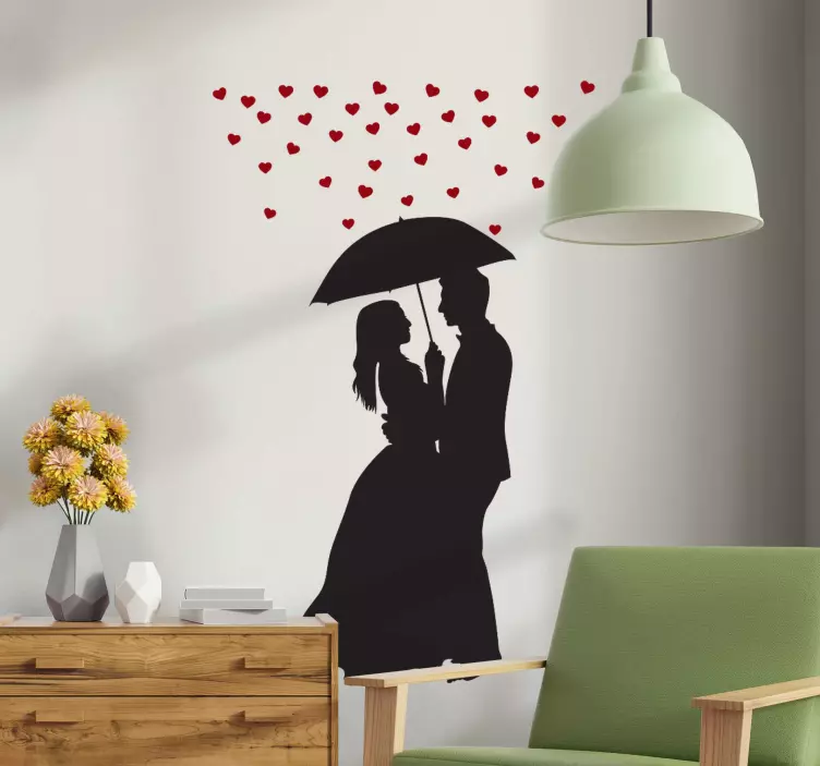 Autocolantes do Amor Casal sob o guarda-chuva - TenStickers