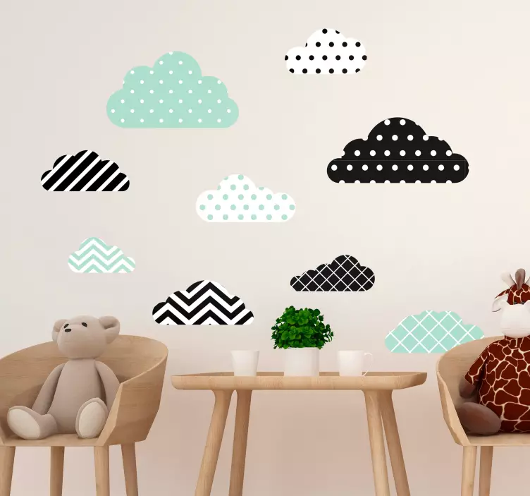 Autocolantes decorativos infantis nuvens às bolinhas - TenStickers