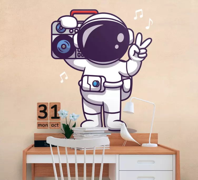Autocolantes para quarto infantil Astronauta com estéreo - TenStickers