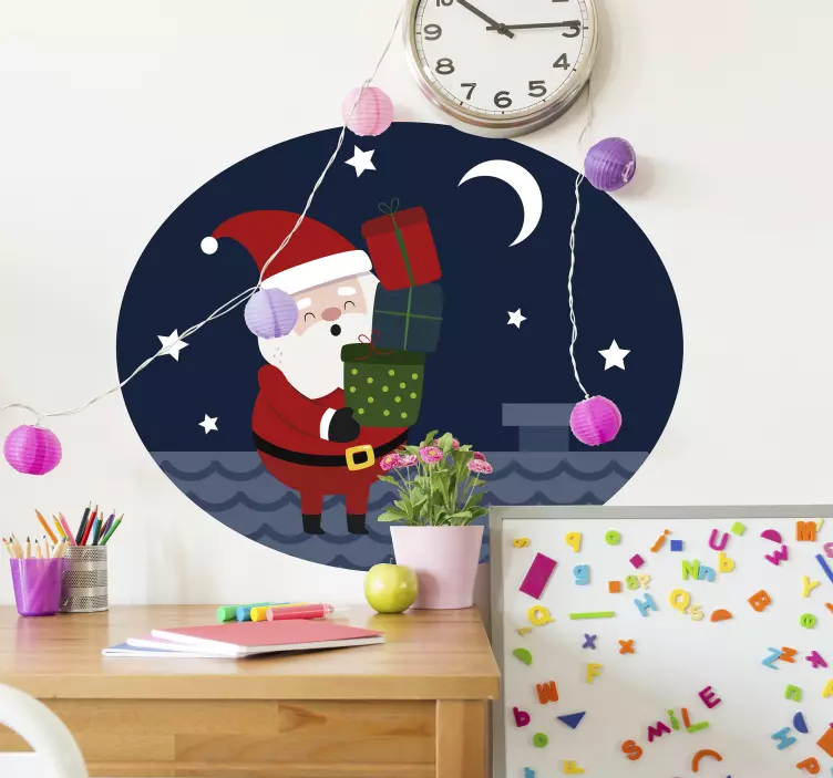 Autocolantes festividades Pai Natal Chaminé - TenStickers