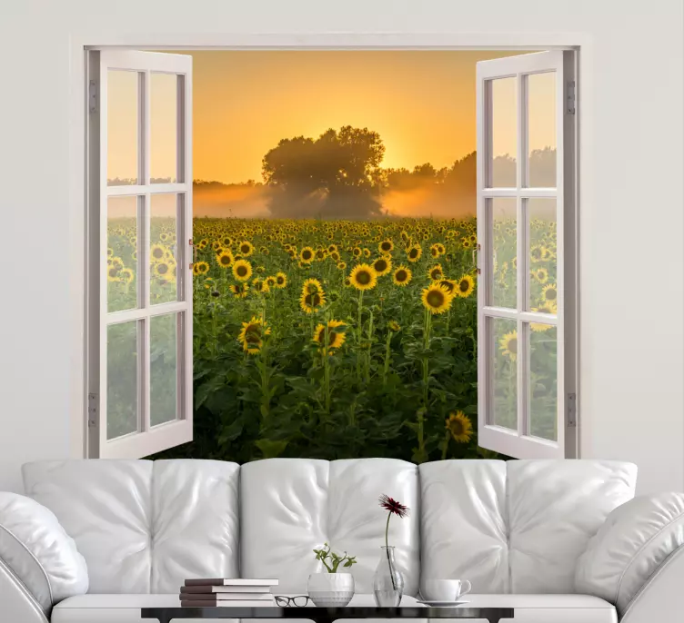 Adesivo decorativo flores Campo de primavera à noite - TenStickers