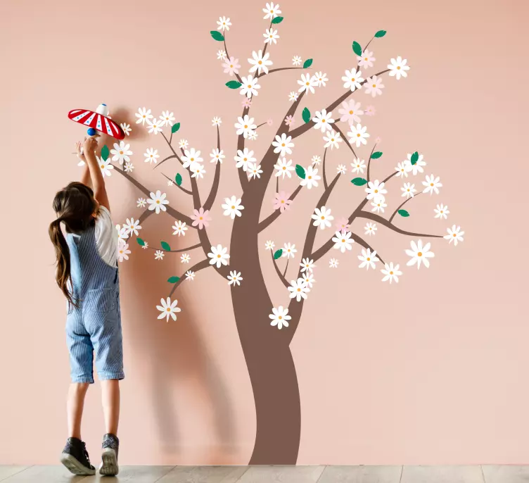Adesivo decorativo flores Flores brancas na árvore - TenStickers