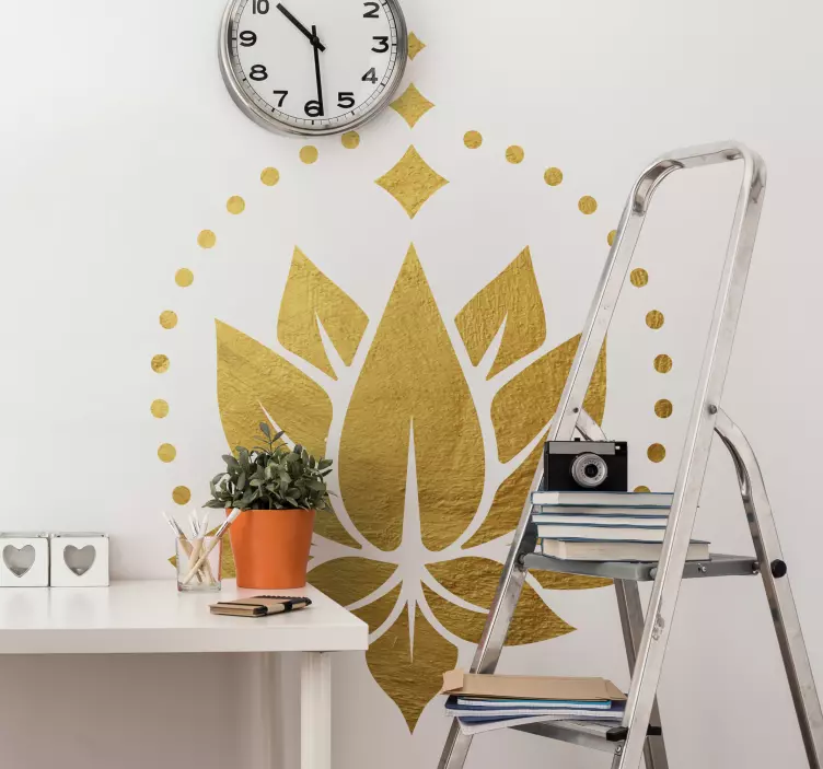 Adesivo decorativo flores Lótus dourado - TenStickers
