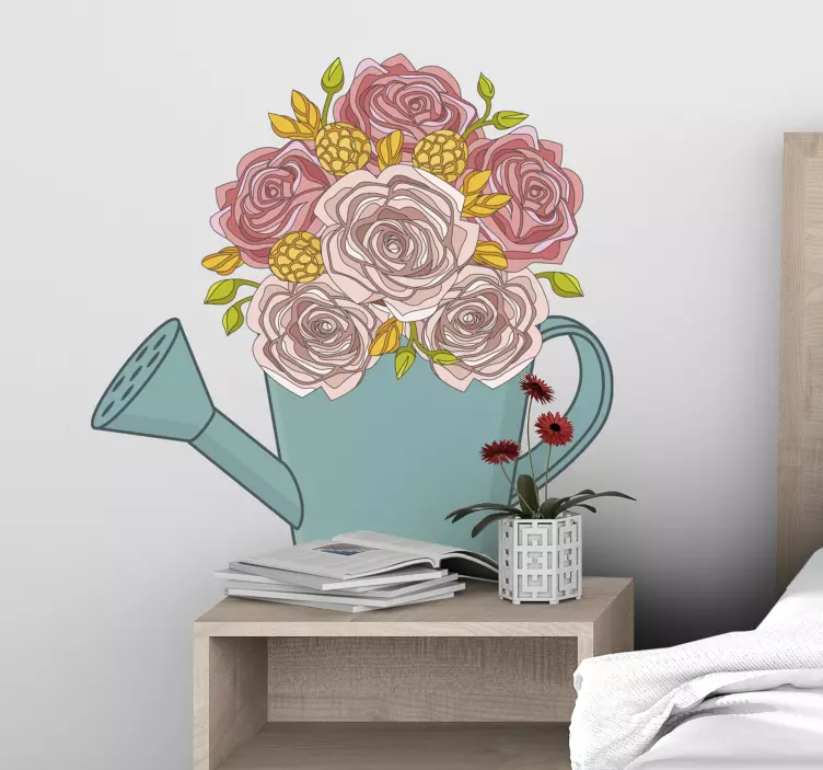 Adesivo decorativo flores Regador vintage com rosas - TenStickers
