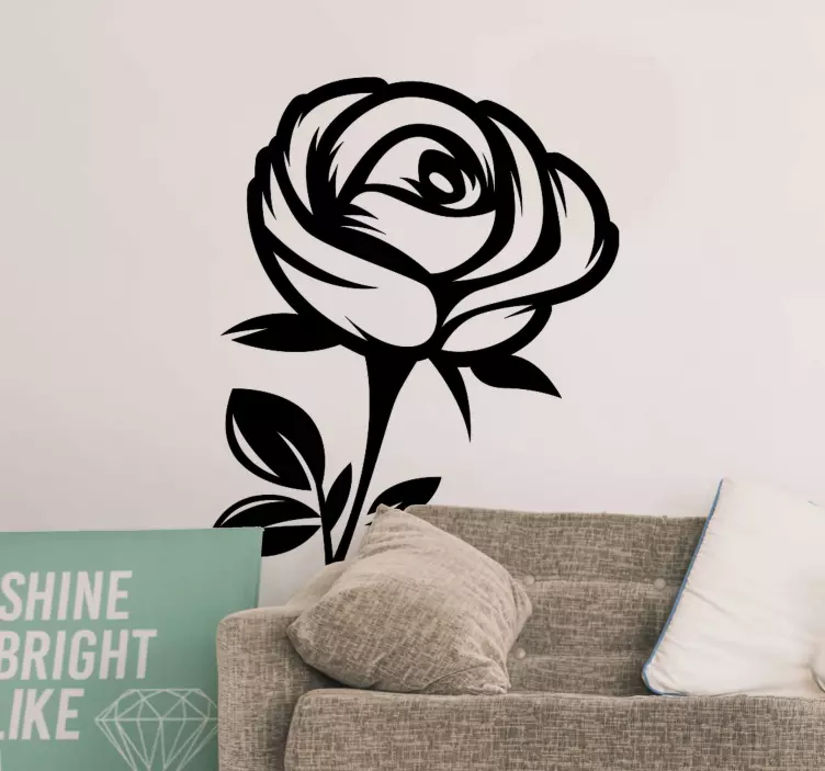 Adesivo decorativo flores Rosa silhueta monocromática - TenStickers