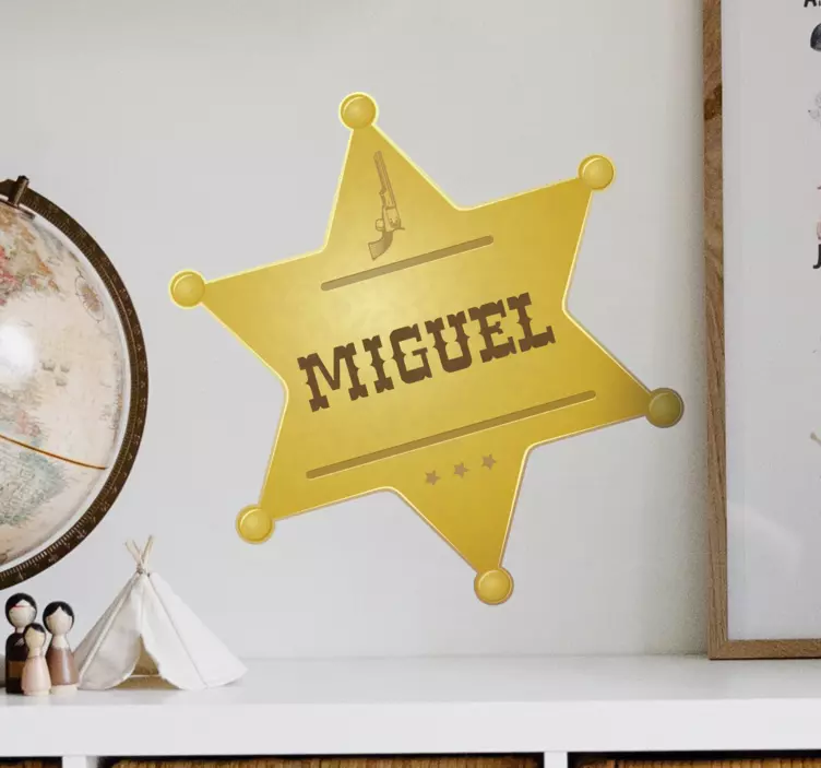 Vinil para casa Emblema do xerife com nome - TenStickers
