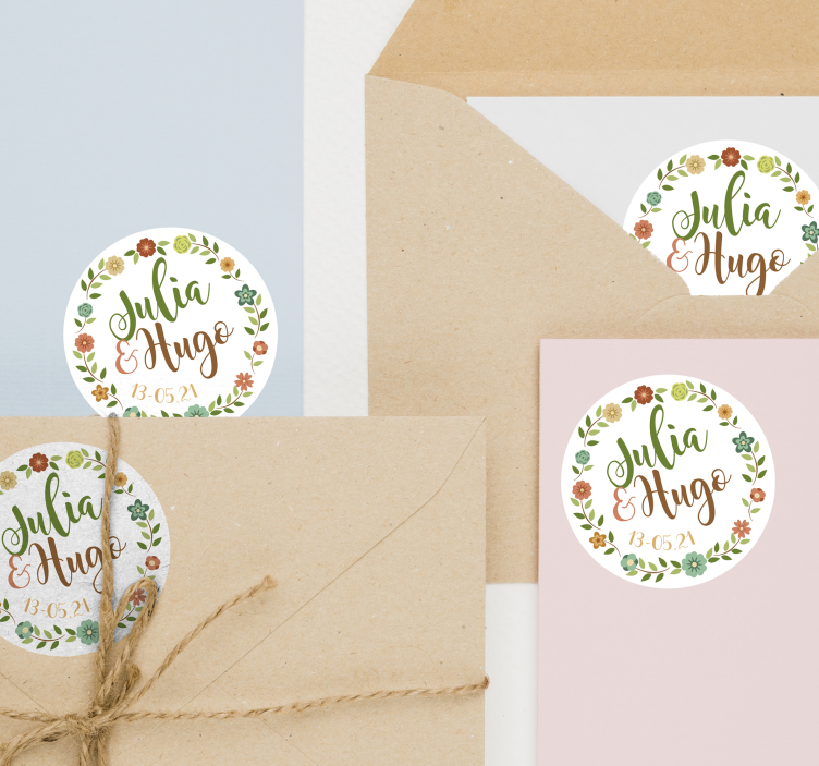 Vinil para Casamento Flores personalizadas - TenStickers