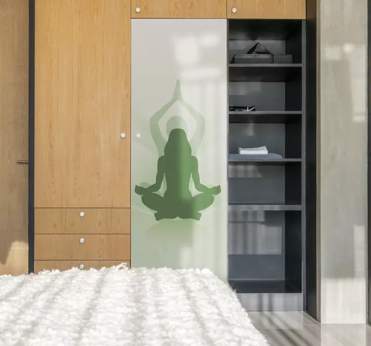 Vinil para móveis Porta do armário com yoga - TenStickers