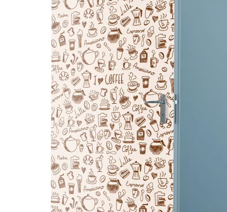 Vinil para porta Desenhos de chávenas de café - TenStickers