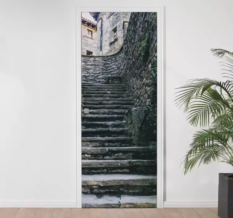 Autocolantes para portas Escadas de pedra - TenStickers