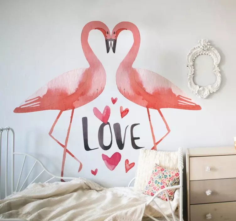 Autocolantes quarto de dormir flamingos amor - TenStickers