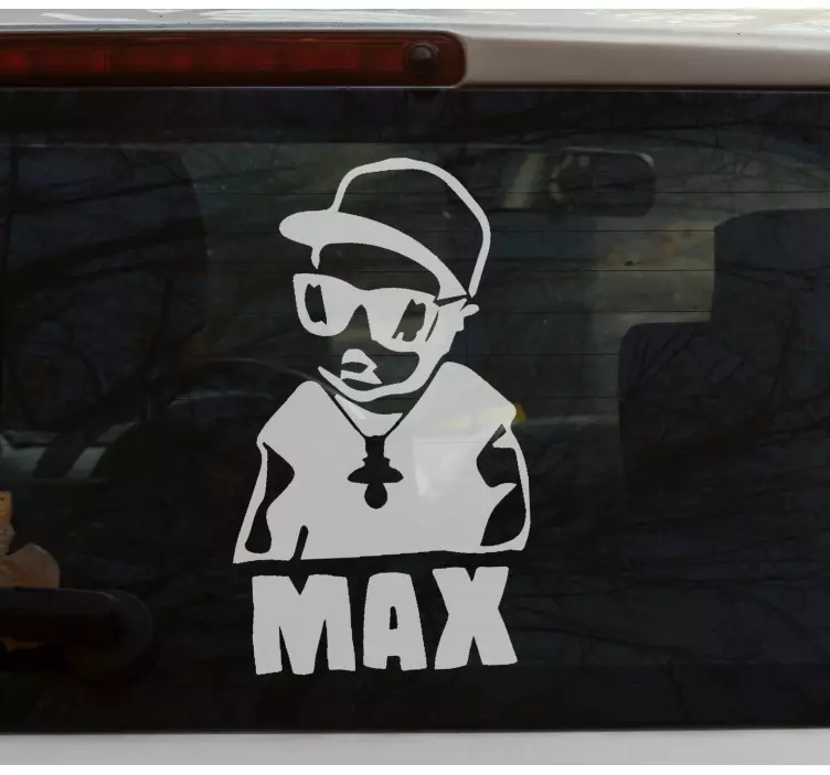 Autocolante bebe a bordo Bebê rapper com chupeta e nome - TenStickers