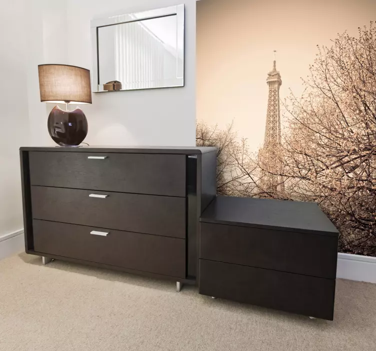 Fotomural de parede árvores e Torre Eiffel - TenStickers