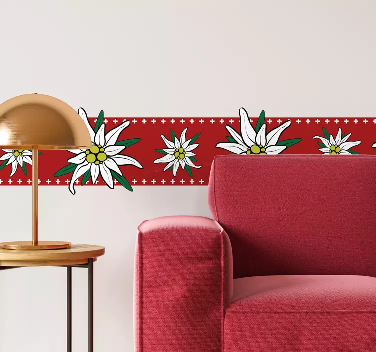 Friso autocolante decorativo de flores Edelweiss  - TenStickers