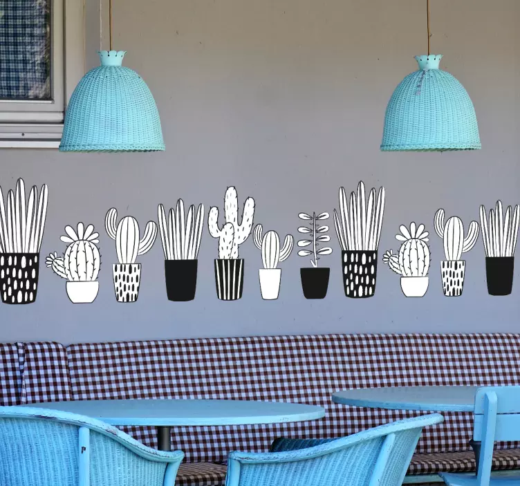 Autocolante de friso decorativo Ilustrações de cactos - TenStickers
