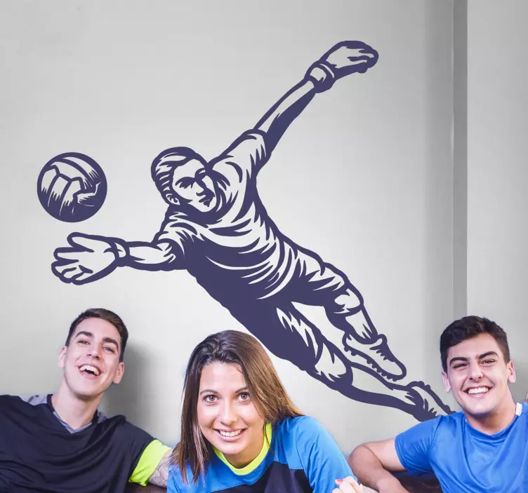 Goleiro de futebol, parando uma bola autocolante decorativo - TenStickers