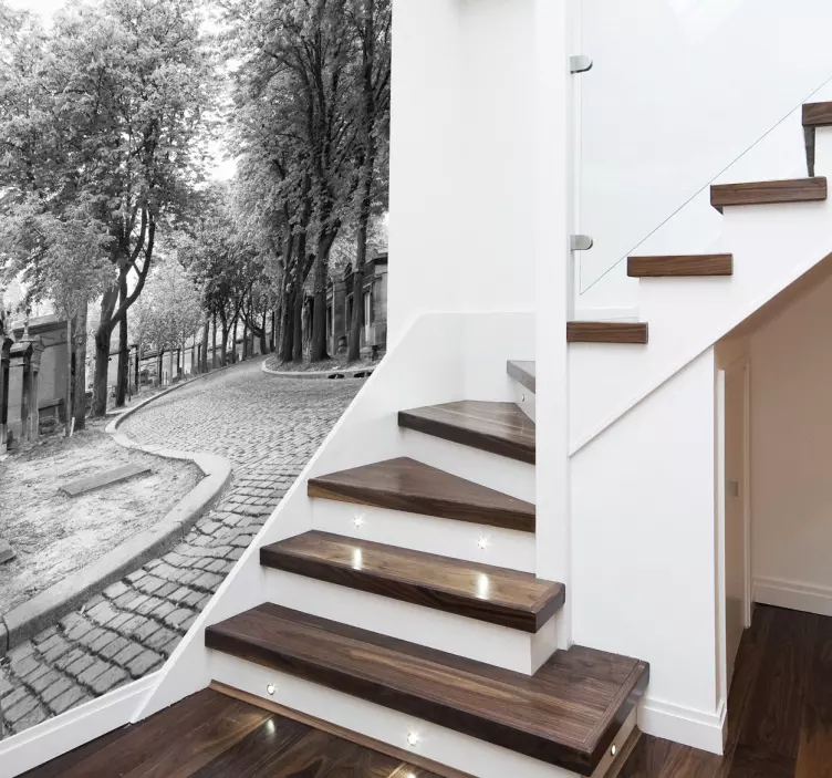 Mural de parede preto e branco de estrada - TenStickers