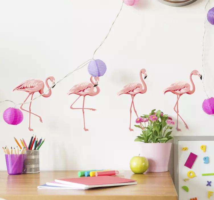 vinis decorativos de pássaros flamingo rosa definido para janela - TenStickers