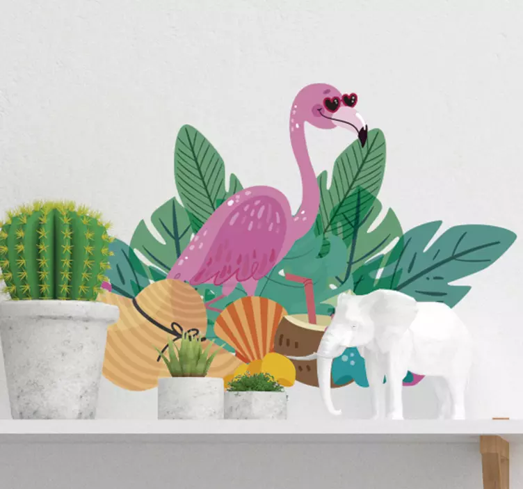 Plantas Autocolantes Flamingo de verão - TenStickers