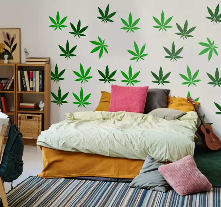 Plantas Autocolantes Folha de cannabis - TenStickers