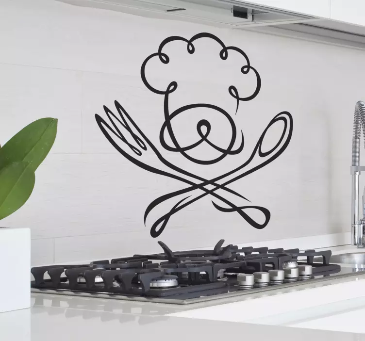 Sticker decorativo chefe de cozinha e talheres - TenStickers