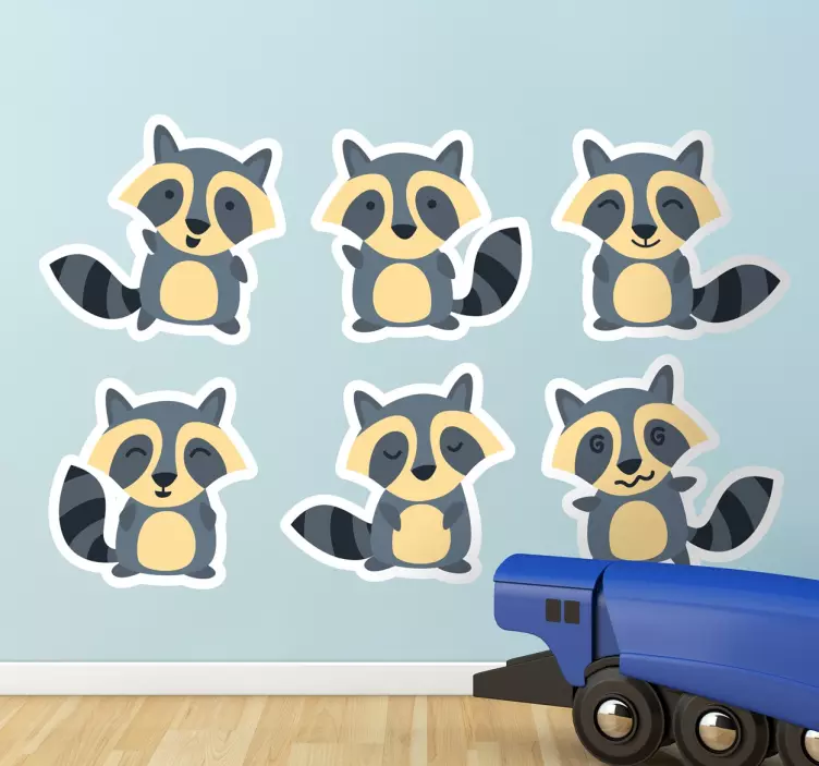 Sticker infantil desenhos de guaxinins - TenStickers