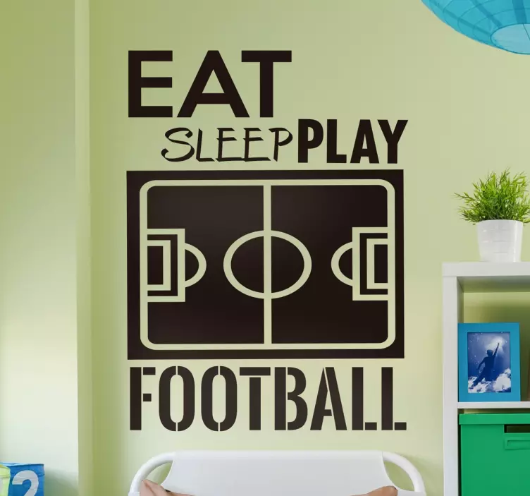 Vinil autocolante Comer dormir e jogar futebol - TenStickers