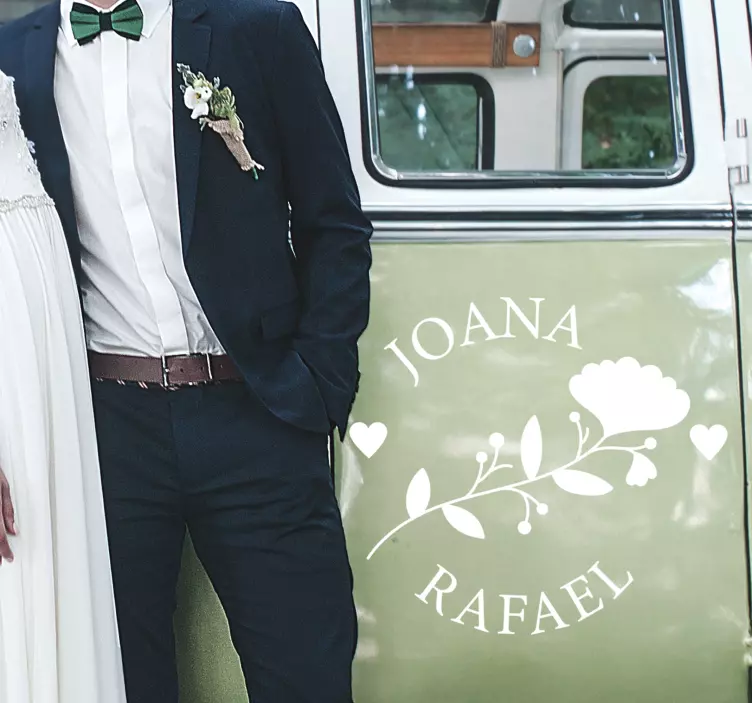 Autocolante de casamento do nome dos noivos - TenStickers