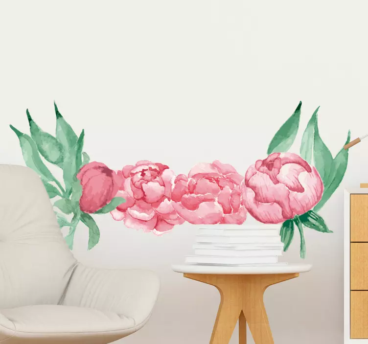 Autocolante decorativo de flores Peónias rosa - TenStickers