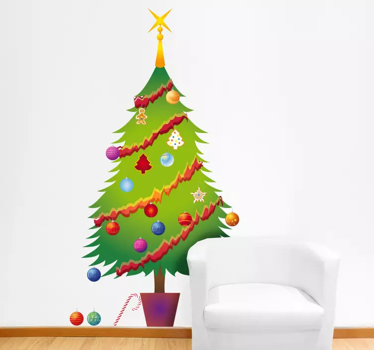 vinil autocolante decorativo festivo da árvore de natal - TenStickers