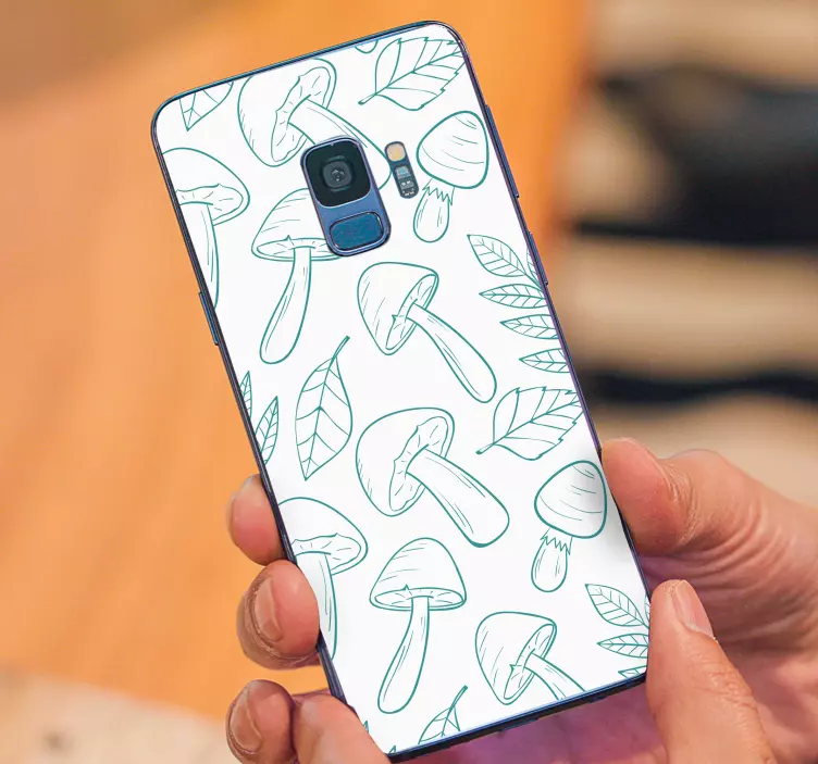 Autocolante de samsung de cogumelos branco e azul claro - TenStickers