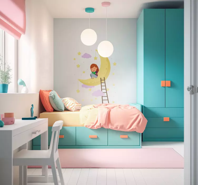 Vinil autocolante infantil menina lendo - TenStickers