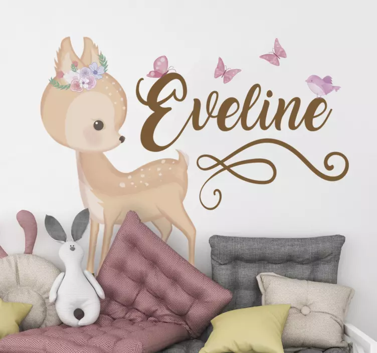 Autocolante infantil Pequeno veado com nome  - TenStickers