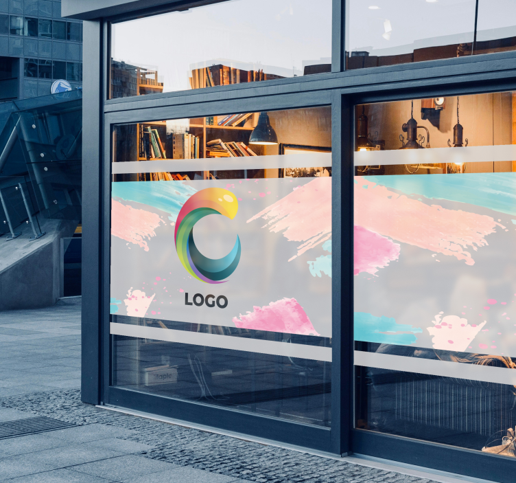 Autocolante decorativo para montras logo lançado em translúcido - TenStickers